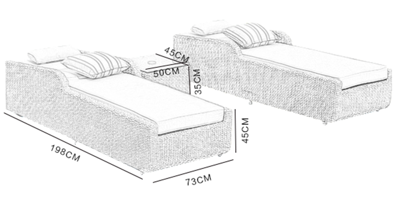 Rattan lying bed furniture garden set